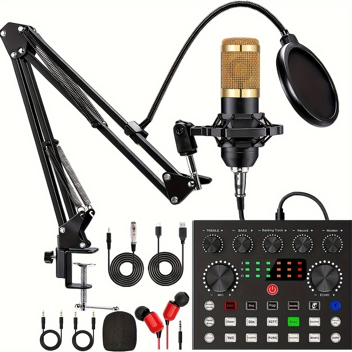 Canlı Yayın Kiti BM800 Mikrofon + V8S Mixer + Kulaklık + Kol Standı